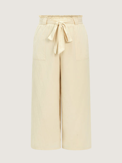 Cotton Waist-Tie Shirred Breezy Pants
