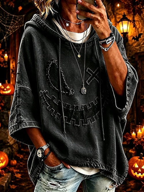 Women's Halloween Scary Pumpkin Face Art Print Hooded Sweatshirt