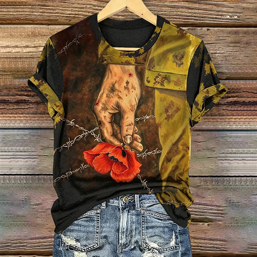 Unisex Memorial Day Remember and Honor Art Printed T-Shirt