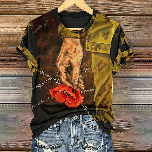 Unisex Memorial Day Remember and Honor Art Printed T-Shirt