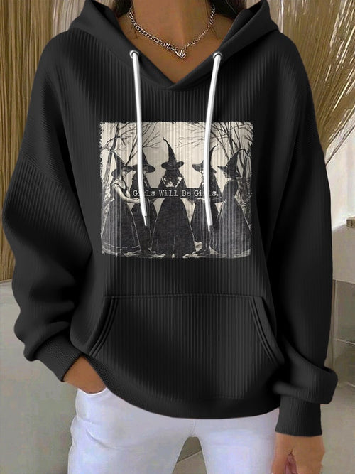 Women'S Girls Will Be Girls Halloween Print Casual Sweatshirt