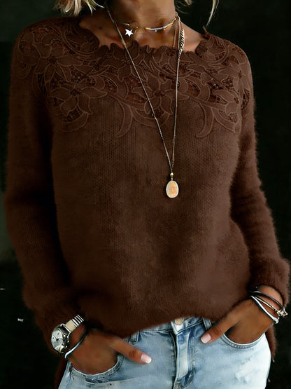 Lace Patchwork Long Sleeve Casaul Sweater