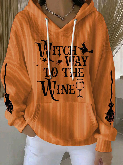 🔥HOT SALE🔥Women's Witch Way To The Wine Print Casual Sweatshirt