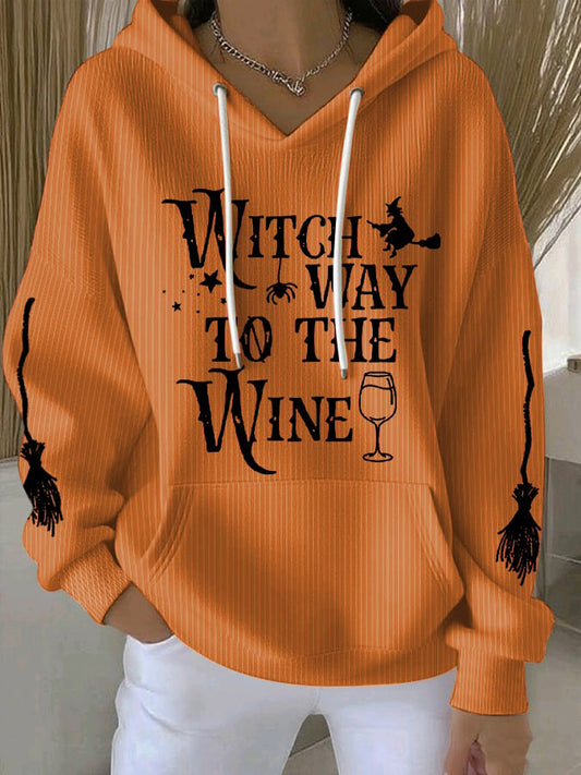 🔥HOT SALE🔥Women's Witch Way To The Wine Print Casual Sweatshirt