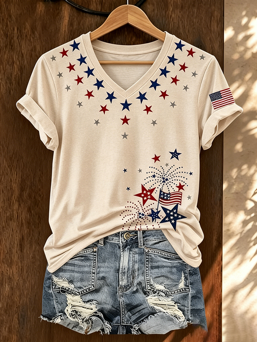 Women's Casual Retro Patriotic T-shirt