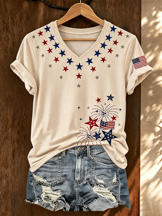 Women's Casual Retro Patriotic T-shirt