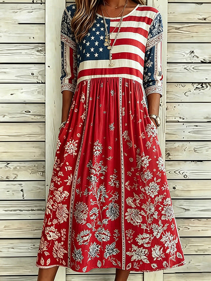 🔥Buy 3 Get 10% Off🔥Women'S Flag Floral Print Dress