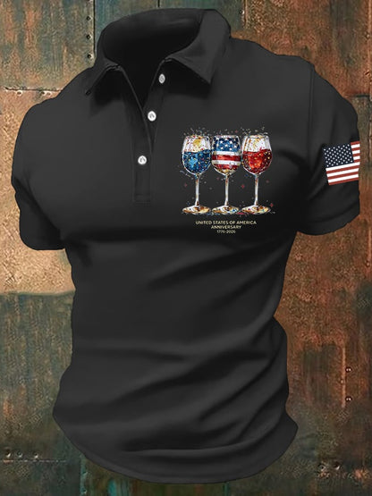 Men's America 250th Anniversary Print Casual Polo Shirt