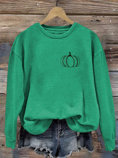 Vintage Pumpkin Print Long Sleeve Sweatshirt
