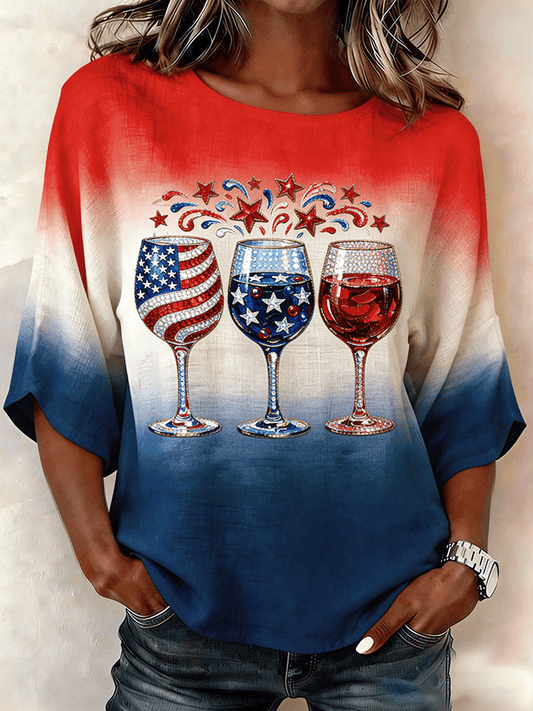 Women's 250 Patriotic Pattern Art Print Comfortable Top