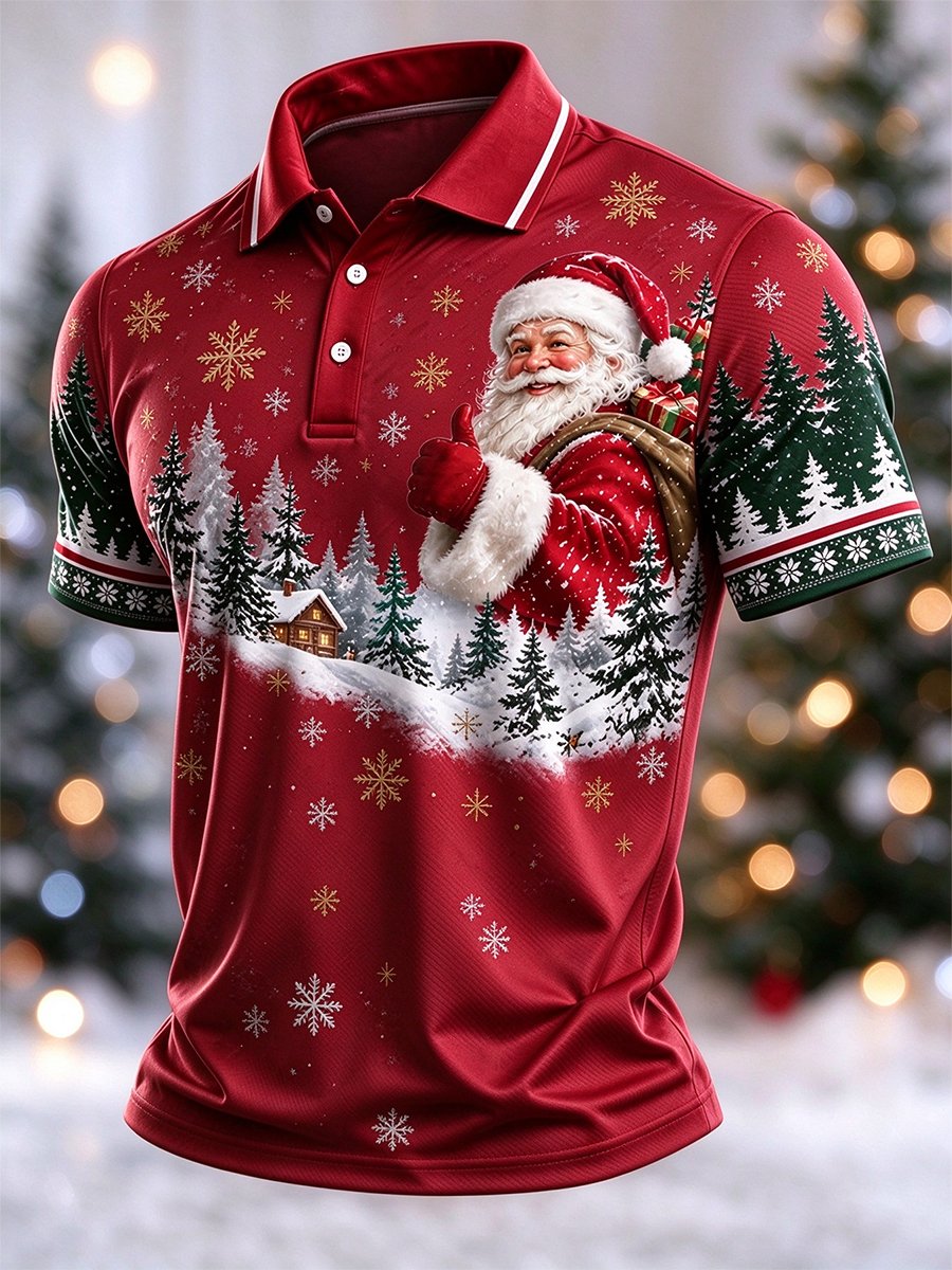 Men's Casual Christmas Short-Sleeve Polo Shirt