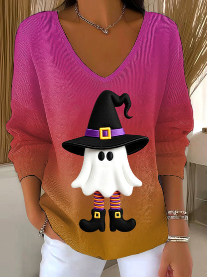 🔥HOT SALE🔥Women's Halloween graphic print dropped shoulder sweater
