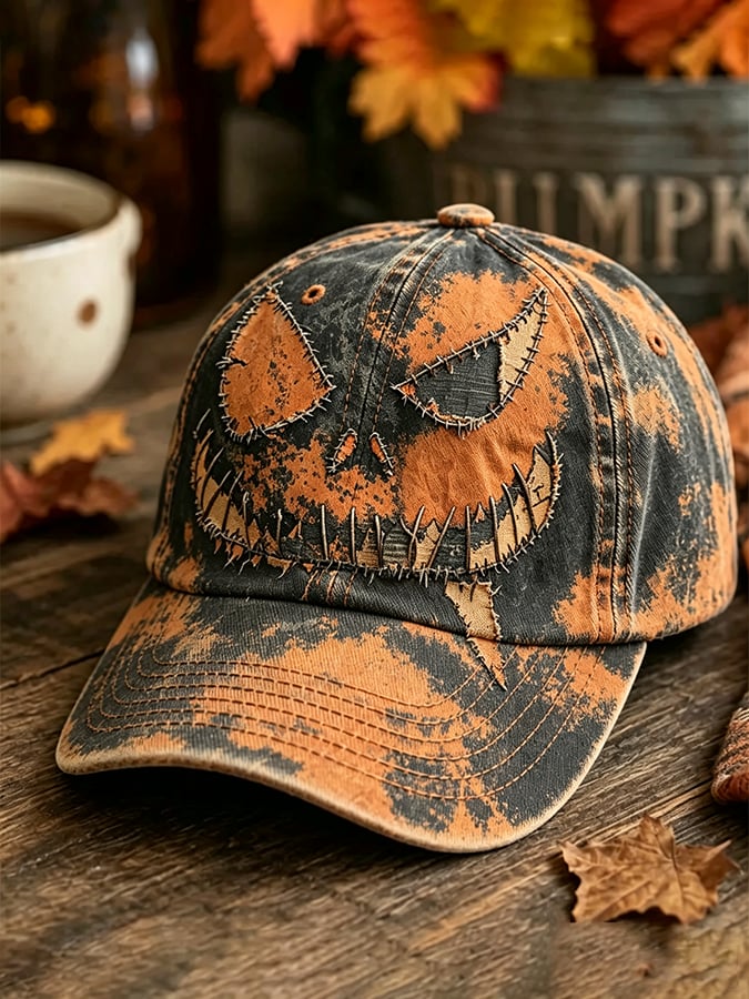 Unisex Halloween Scary Pumpkin Face Print Casual Hat