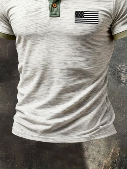 Men's Retro Patriot Color Block Polo Shirt