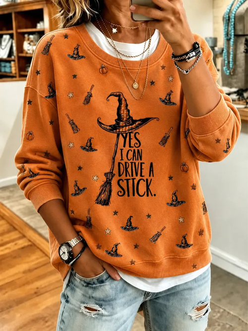 Women's Halloween witch Print Sweatshirt