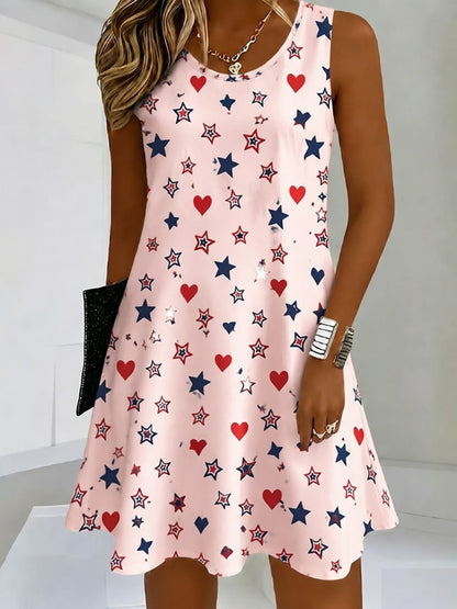 Women's 250th Anniversary Star and Heart Digital Print Dress