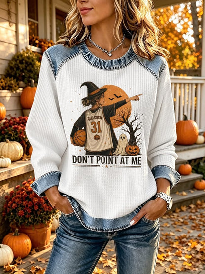 Retro Funny Halloween Basketball Don't Point At Me Trick Or Treat Print Sweatshirt