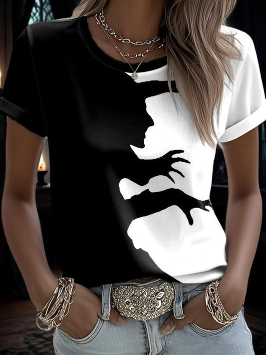 Women's Halloween Witch Printed Short-Sleeved T-Shirt
