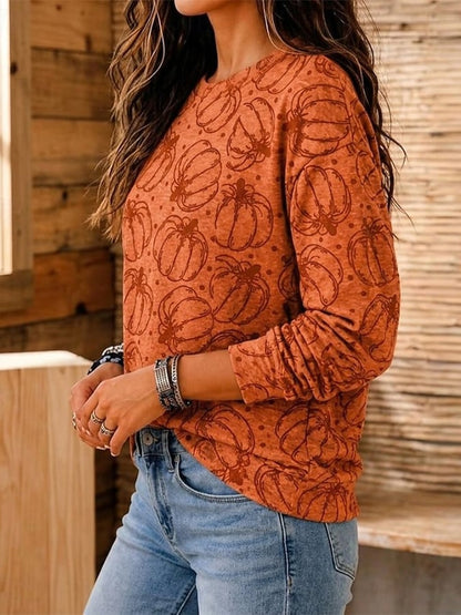 Women's Casual Halloween Print Pullover Sweatshirt