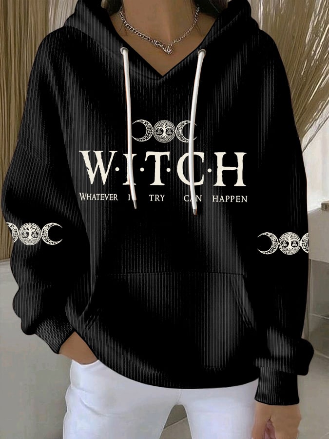 🔥HOT SALE🔥Women's Witch Whatever I Try Can Happen Print Casual Sweatshirt