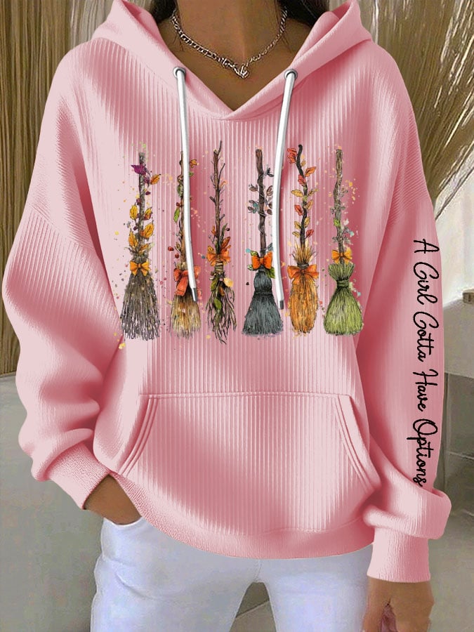 🔥Buy 2 Get 10% Off🔥Women's Halloween A Girls Gotta Have Options Print Casual Hooded Sweatshirt