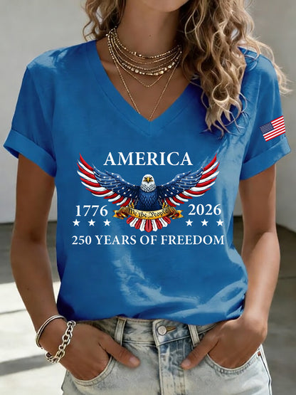 Women'S 250Th Anniversary Independence Day Printed T-Shirt