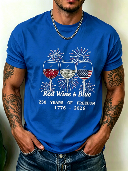 Men’s USA 250th Anniversary Print Crew Neck Short Sleeve T-Shirt