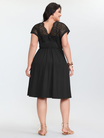 Sheer Lace Sleeve Flowy Mini Dress