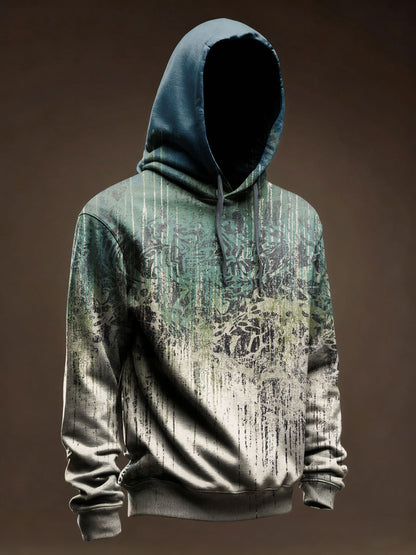 Vintage Abstrct Art Print Casual Hoodie Cardigan