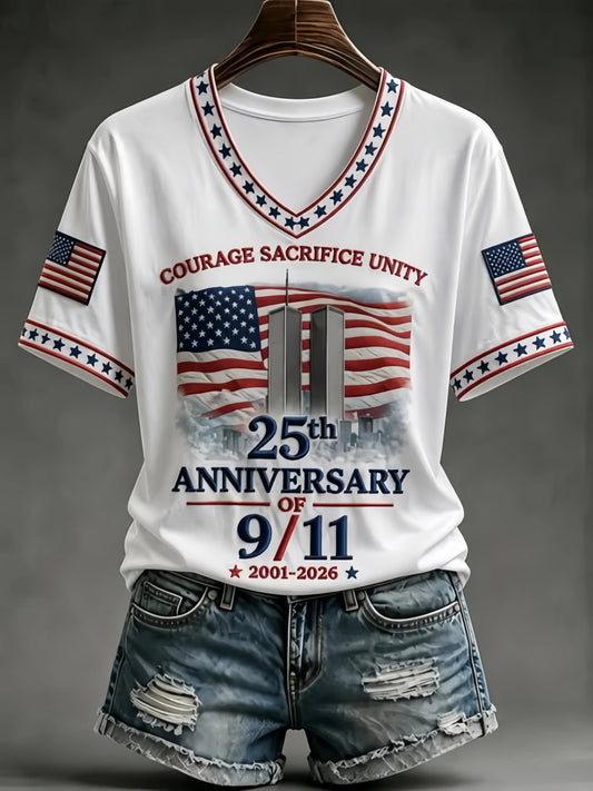 Women'S COURAGE SACRIFICE UNITY 25th ANNIVERSARY OF 9/11 Casual T-Shirt