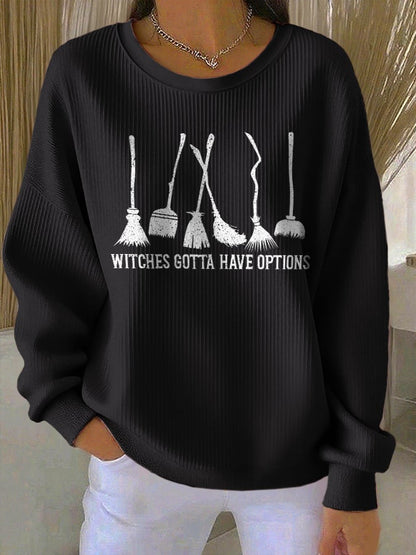 Women's Vintage Halloween Print Knit Long Sleeve Top