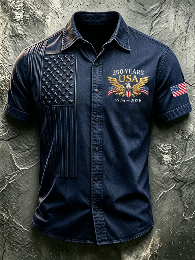🔥Buy 3 Get 10% Off🔥Men'S America Flag Printed Casual Collar Shirt