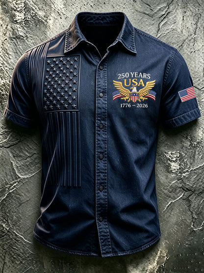 🔥Buy 3 Get 10% Off🔥Men'S America Flag Printed Casual Collar Shirt