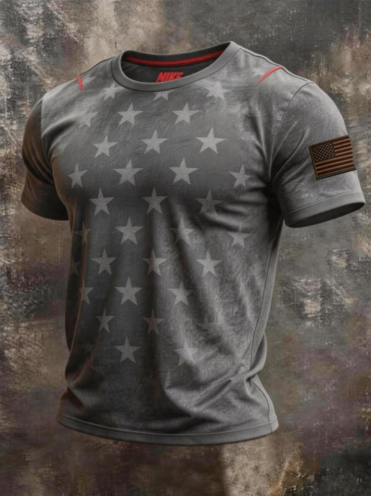 Men's Retro Biker "Route 66" Crew Neck Short-Sleeve T-Shirt