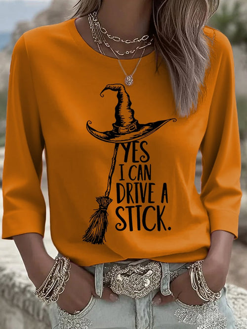 🔥HOT SALE🔥Women's Yes I Can Drive A Stick Printed Round Neck T-Shirt