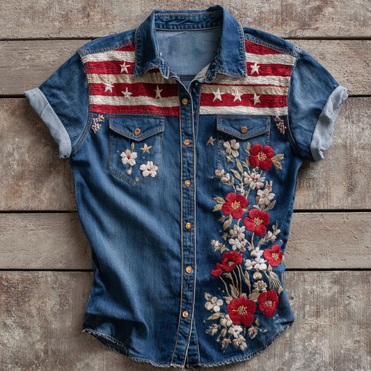 Vintage Poppy Memorial Day Short-Sleeve Shirt