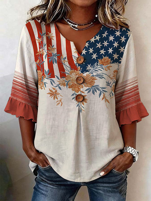 Women'S Casual 250th Anniversary Floral Print Top