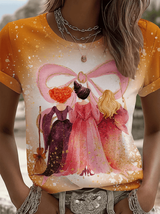Women's Halloween Witch Art Print T-shirt