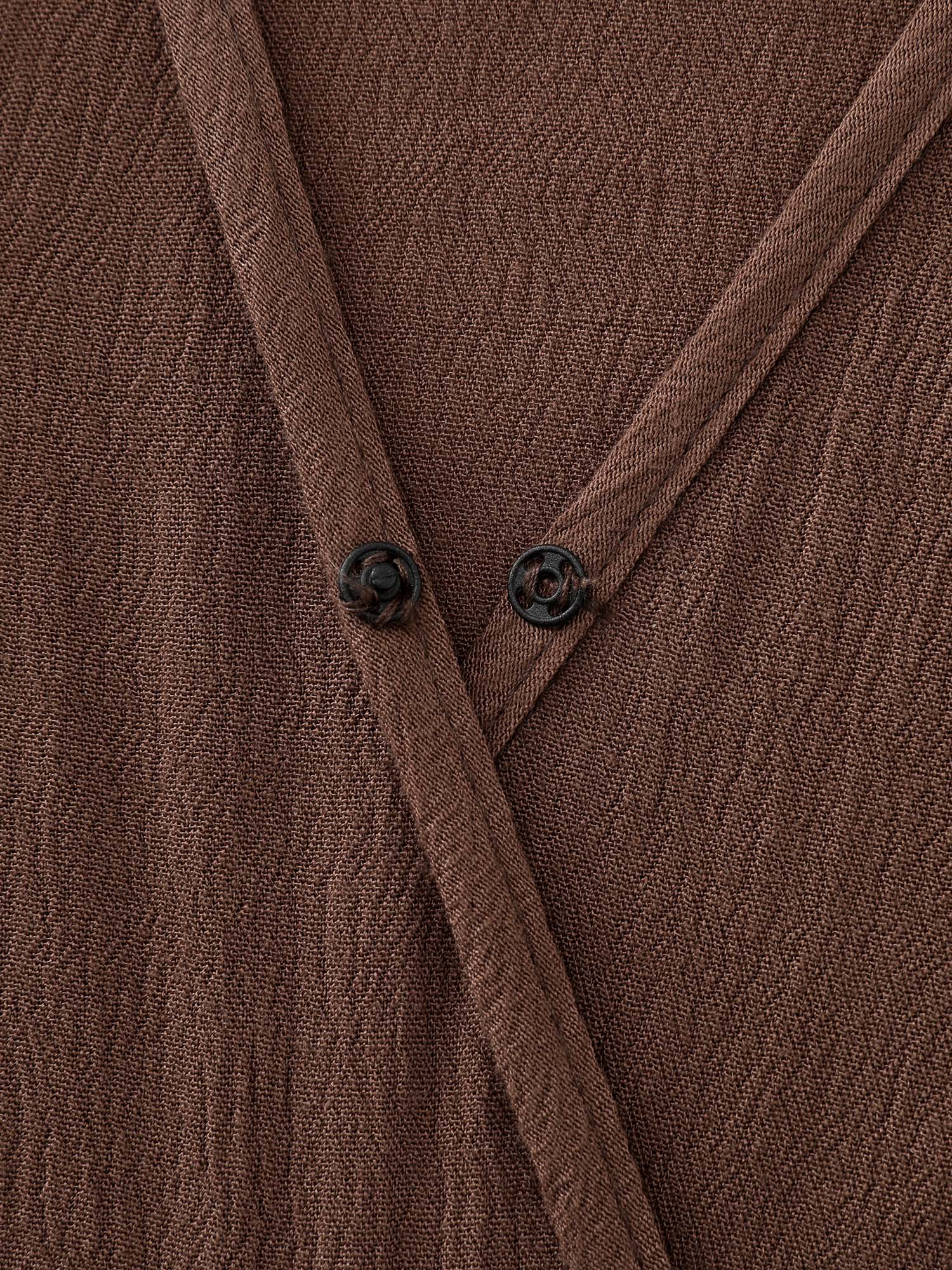 Textured Pleated Waist Surplice Jumpsuit