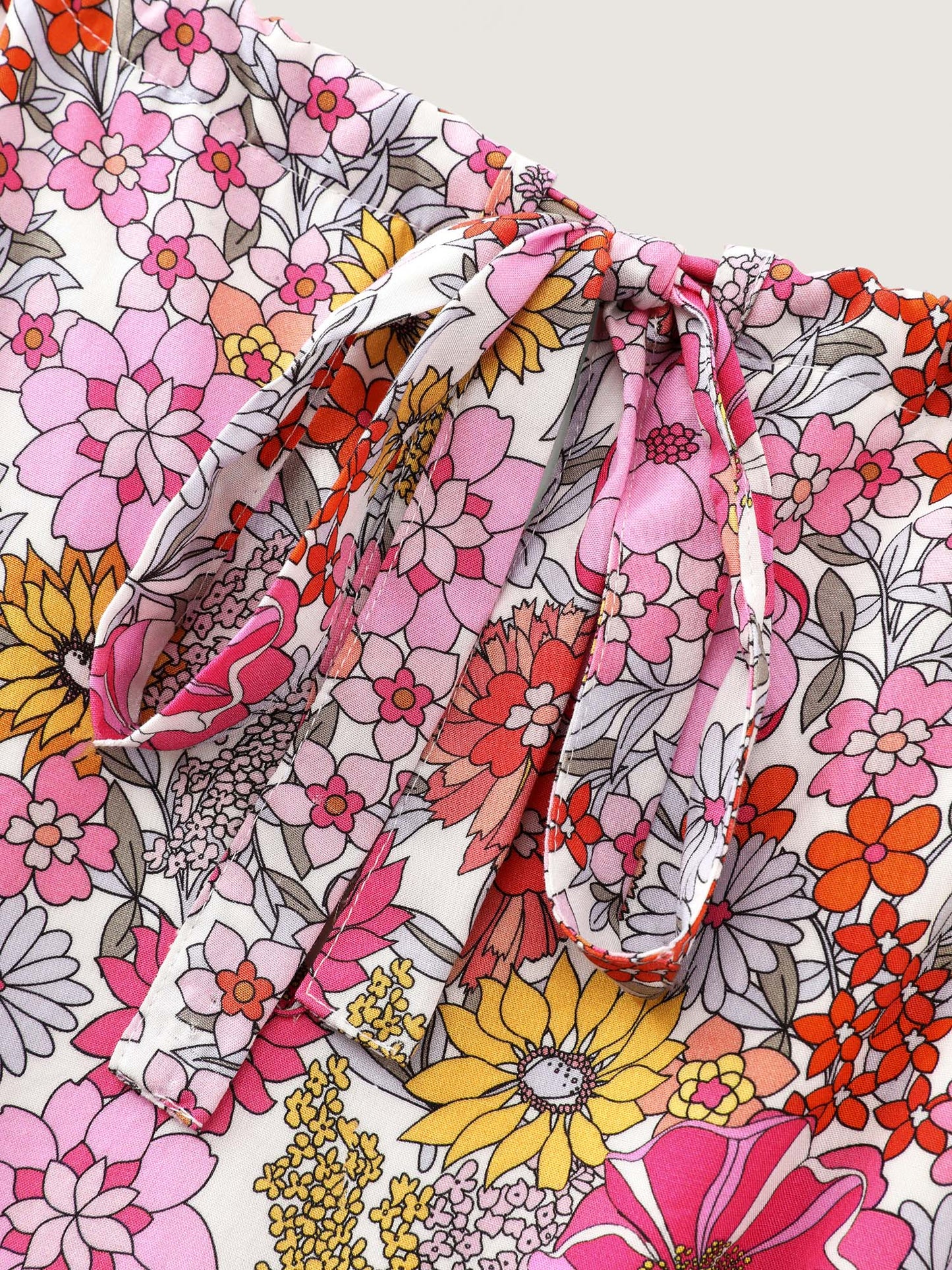 Floral Print Halter Neckline Waist-Tie Maxi Dress