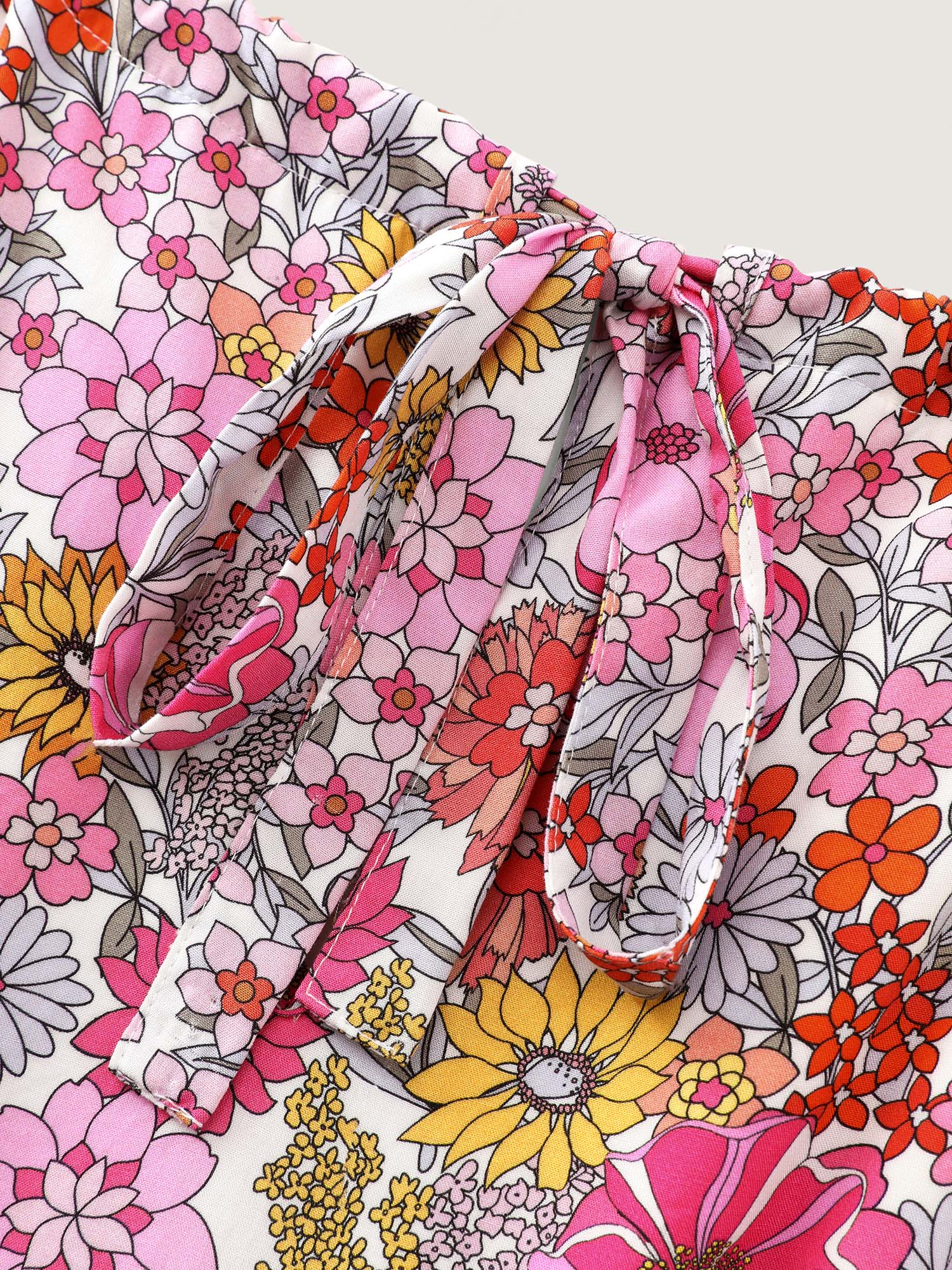 Floral Print Halter Neckline Waist-Tie Maxi Dress