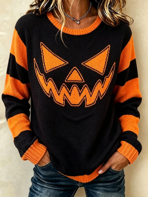 Women's Casual Halloween Round Neck Knit Sweatshirt