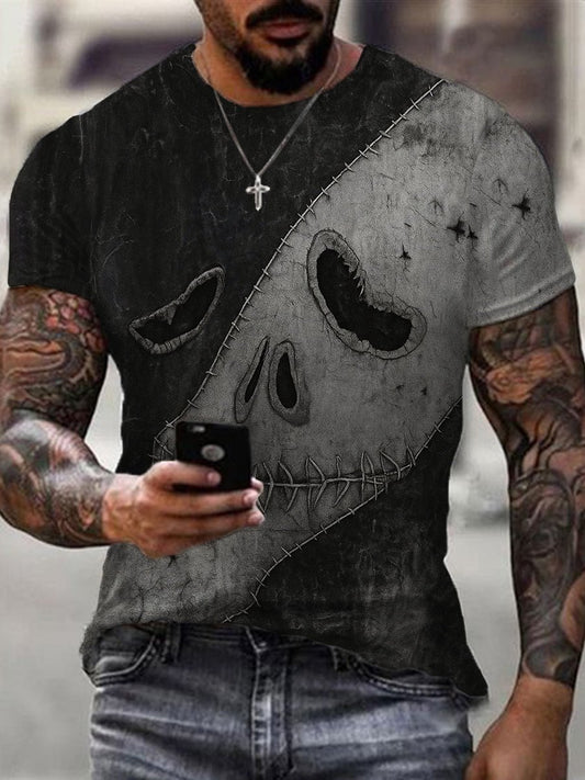 Men's Halloween Patchwork Print T-Shirt