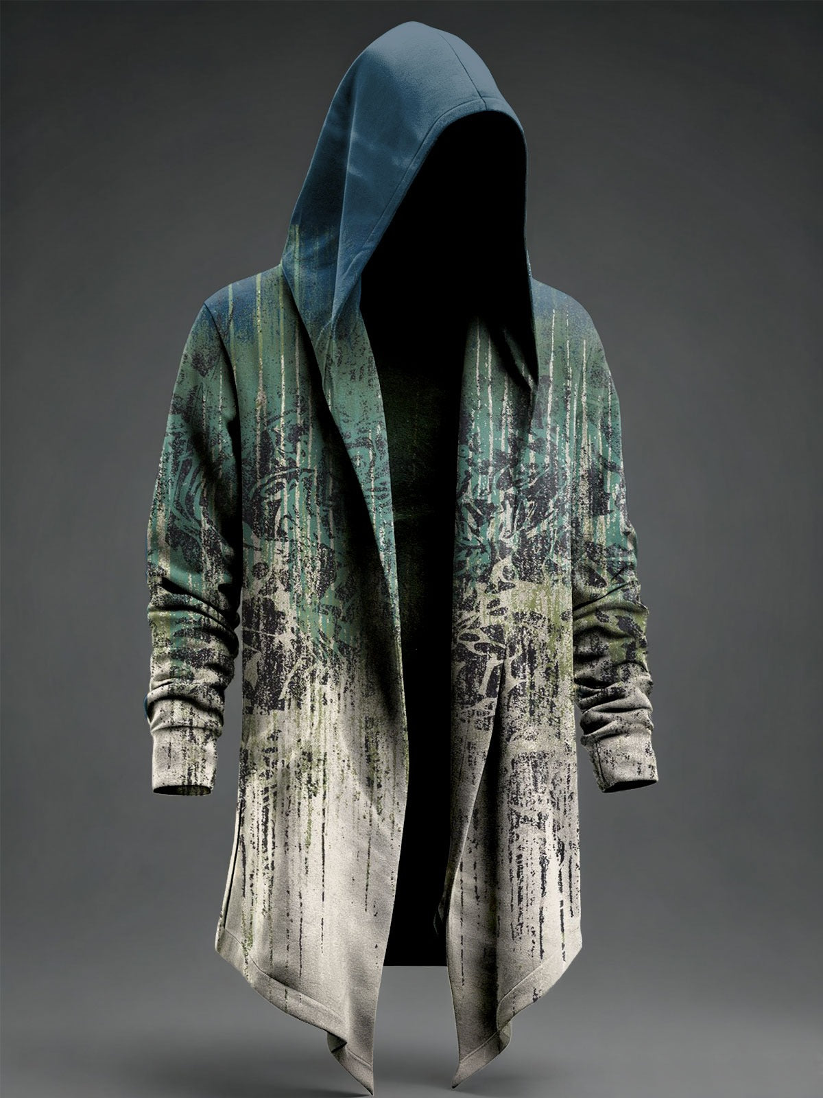 Vintage Abstrct Art Print Casual Hoodie Cardigan