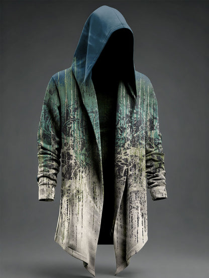 Vintage Abstrct Art Print Casual Hoodie Cardigan