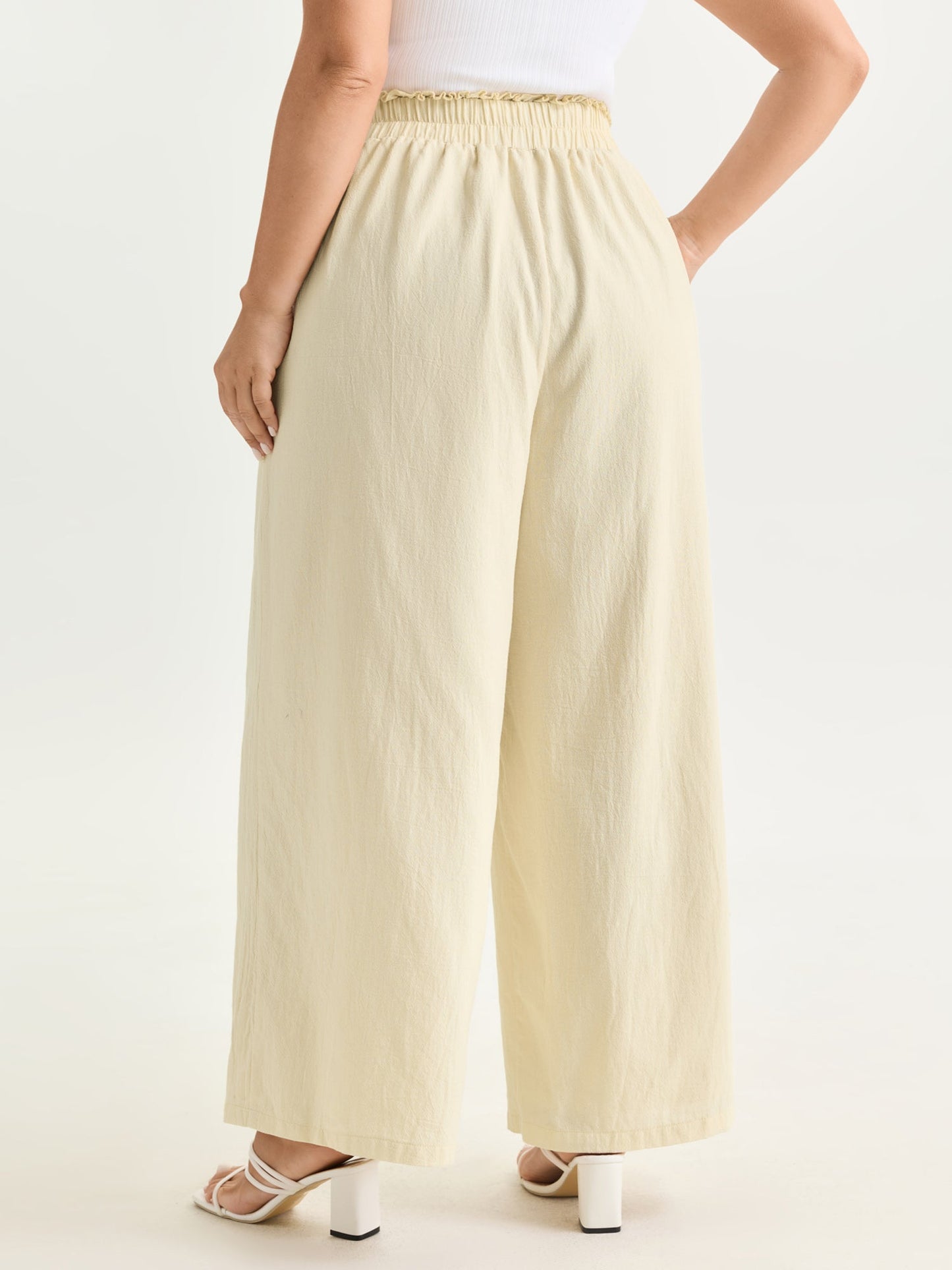 Cotton Waist-Tie Shirred Breezy Pants