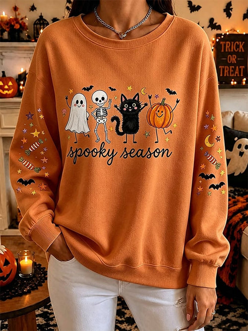 Women's Casual Halloween Print Pullover Sweatshirt