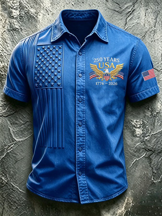 🔥Buy 3 Get 10% Off🔥Men'S America Flag Printed Casual Collar Shirt