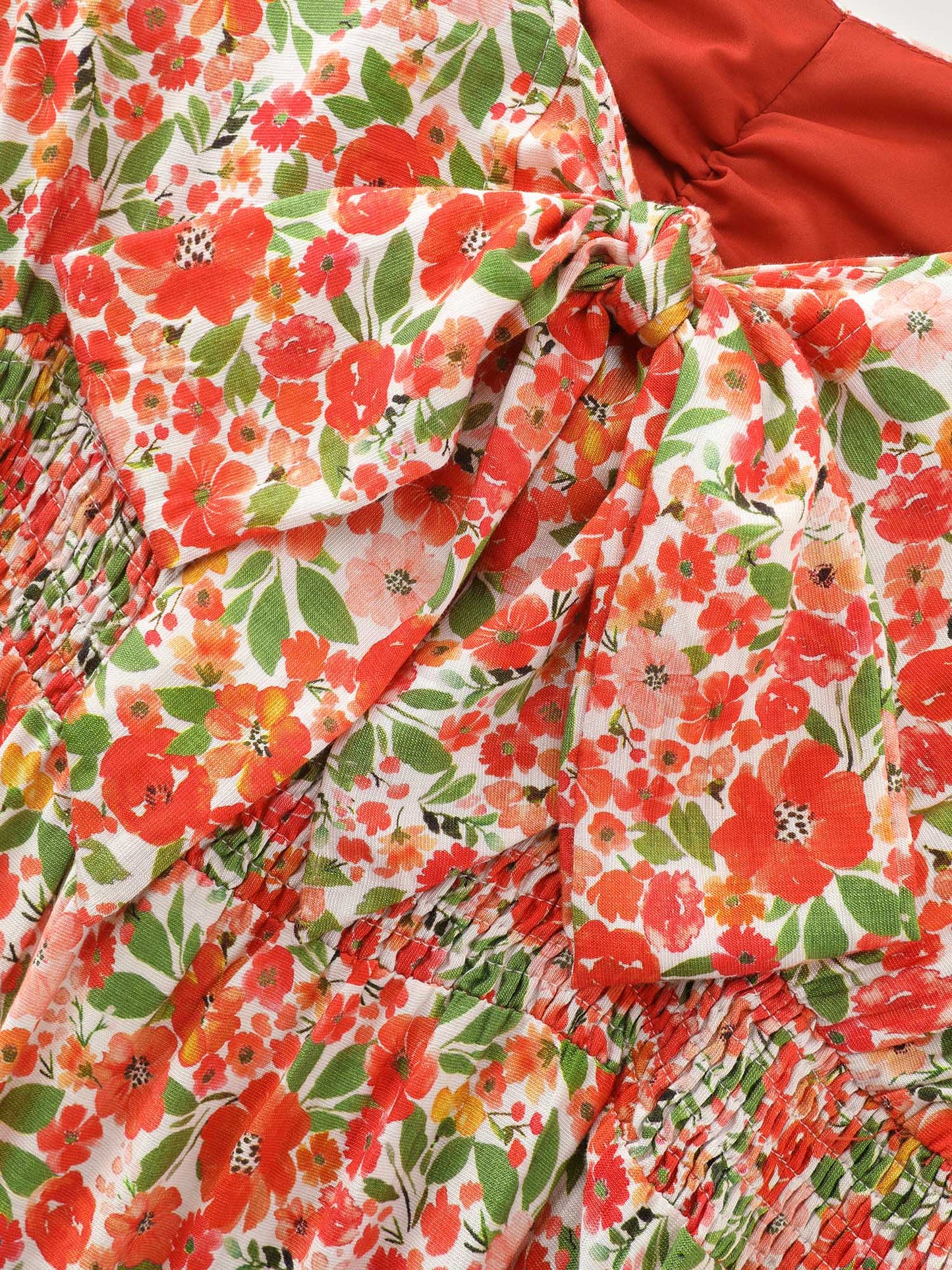 Floral Print Sweetheart Neckline Midi Dress