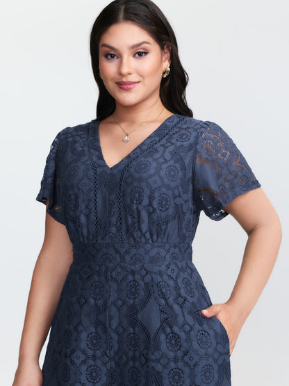 Floral Lace Sheer Stretchy Waist Jumpsuit
